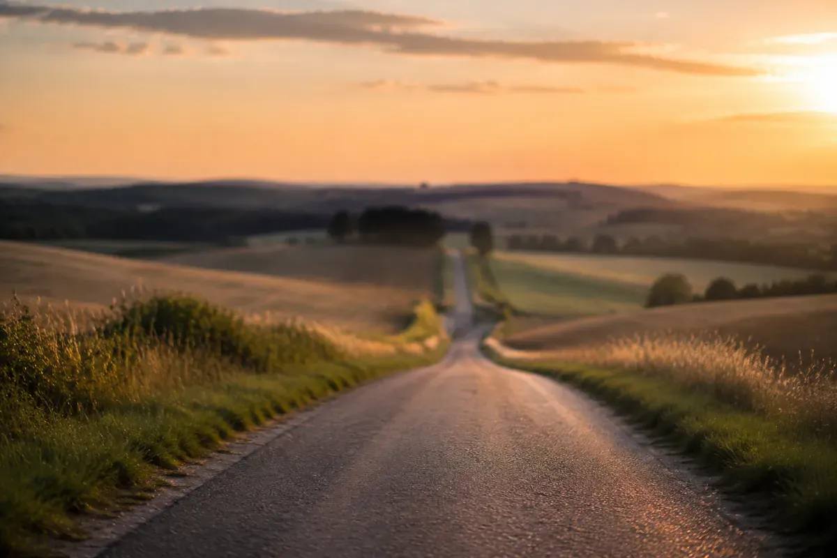 Route de campagne qui s'etire vers l'horizon